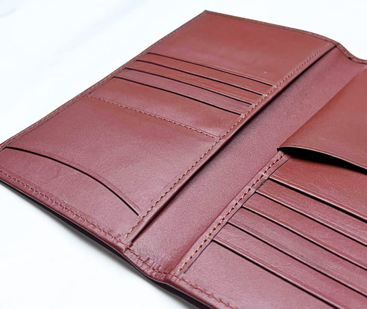 Genuine Leather Bifold Long Travel Wallet Black